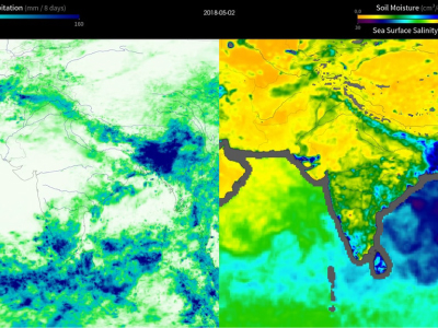 Maps of soil moisture, salinity and precipitation over the Indian subcontinent